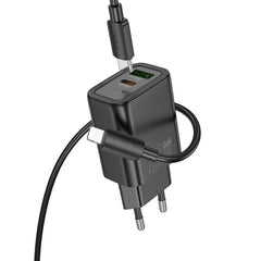 HOCO Wall Charger USB-A + Type-C + USB-C to USB-C Cable PD QC3.0 3A 20W N61 Black