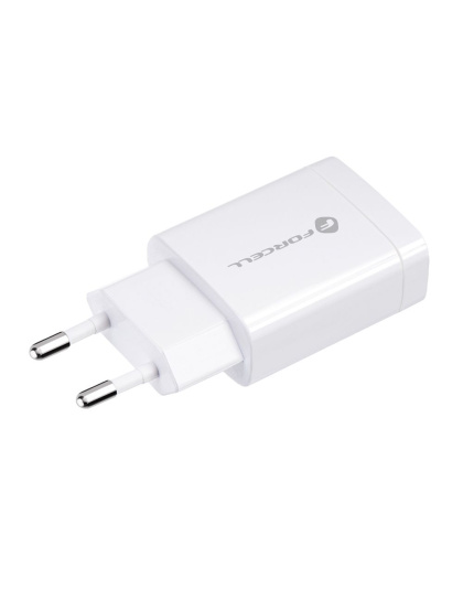 FORCELL F-ENERGY TFK-TC-1099 ładowarka sieciowa USB A + kabel USB A do Typ C QC3.0 2,4A 18W biała