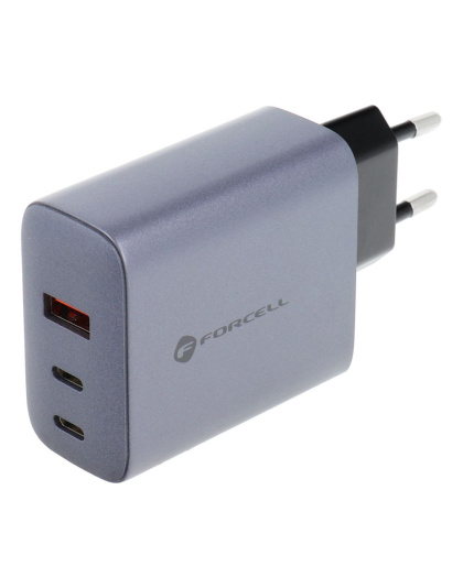 FORCELL F-ENERGY GaN VT-42B ładowarka sieciowa 2 x Typ C + USB A PD QC4.0 4A 65W szara