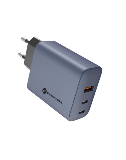 FORCELL F-ENERGY GaN VT-42B ładowarka sieciowa 2 x Typ C + USB A PD QC4.0 4A 65W szara